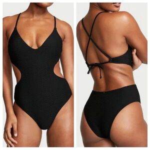 Victoria's Secret Black Cutout One-Piece Swimsuit